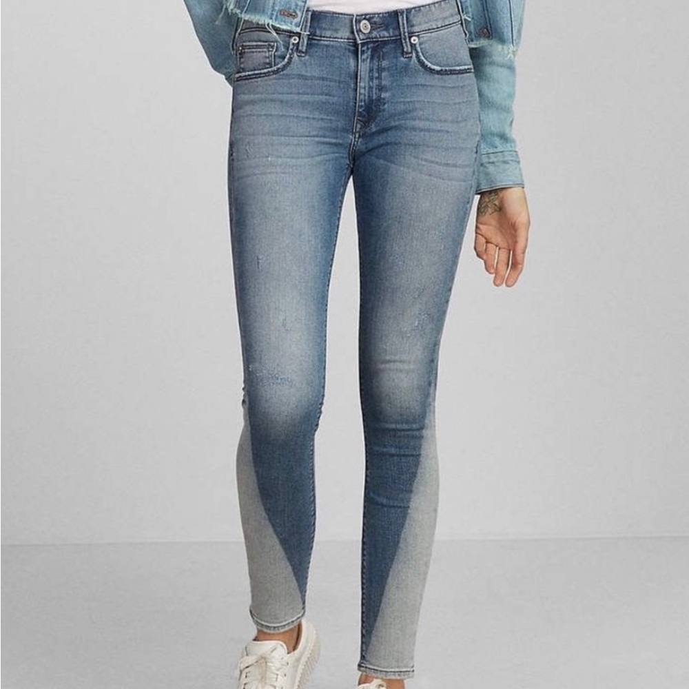 Express | Mid Rise Color Blocked Jean Leggings